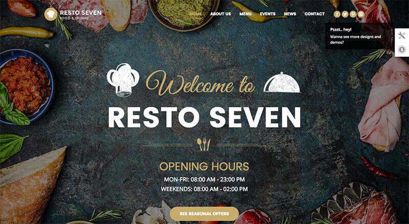 Diseno web para Restaurantes- The7 Restaurant